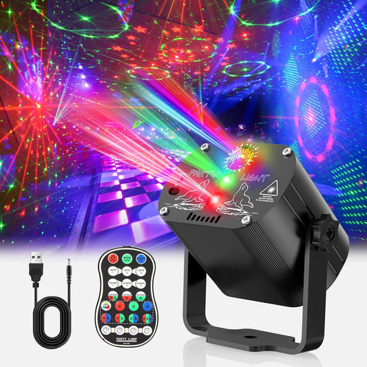 Tyonto Disco Ball, Music Controlled Disco Light, Party Light, 60 Different Patterns, Strobe Effect Party Light with Remote Control and 2 m USB for Family Disco Party Light Children Party Club Birthday [Energy Class E]