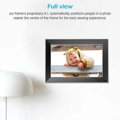 Zcyge WLAN Digital Picture Frame, 10.1 Inches, Share Video Clips and Photos Instantly via Email or App, Automatic Picture Rotation, Energy-Saving Motion Sensor, Black